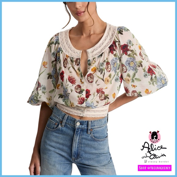 Alice + Olivia Tops - Alice + Olivia Cherelle Floral Button Down Blouse Top
